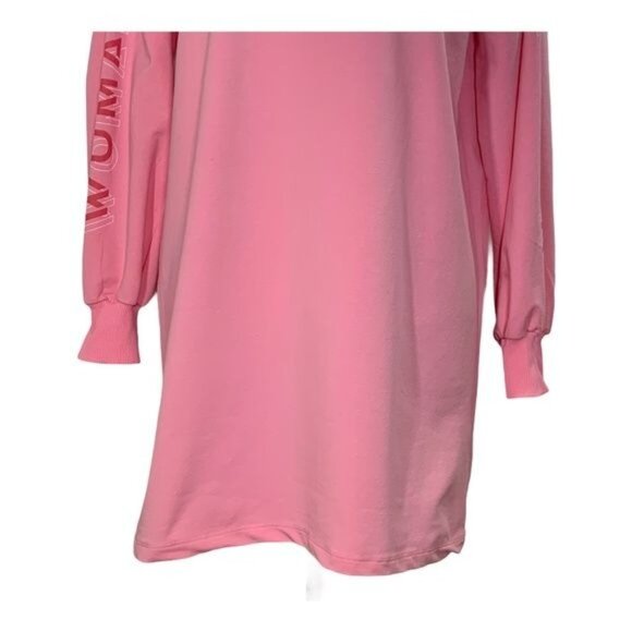 Boohoo Dress Womens Size 8 Mini Graphic Sweatshirt Long Sleeve Pink Fall Casual - Picture 3 of 10